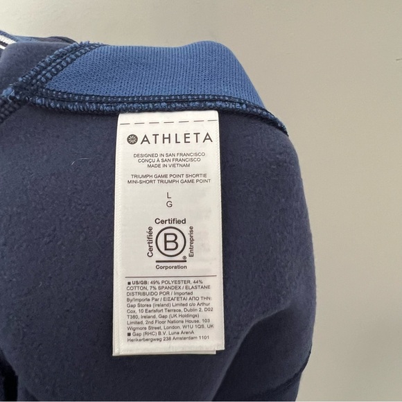 Athleta Triumph Game Point Shortie Shorts Navy Blue Athletic Large 667 - Picture 10 of 10